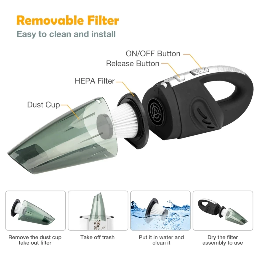 เครื่องดูดฝุ่น ไร้สาย รุ่น R-6053 120W Wet&Dry เอนกประสงค์ใช้ได้ทั้งในบ้านและในรถ ชาร์จไฟได้ thumbnail 7