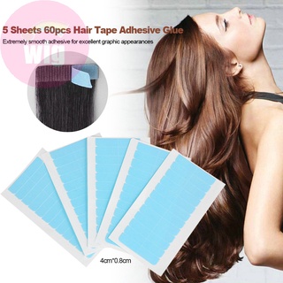 แผ่นฟิล์มกาวสองหน้า ไม่ทิ้งรอย สีฟ้า ขนาด 4X0.8 ซม. สําหรับต่อวิกผม