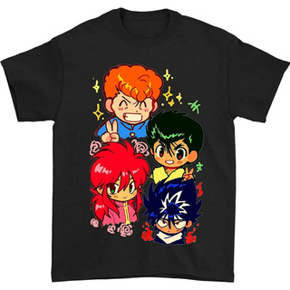 เสื้อยืดผ้าฝ้ายHuo ZAO Yu Yu Hakusho เสื้อยืดลําลองสําหรับผู้ชายแขนสั้นพิมพ์ลาย Music Band สีดําL XL  XXL 3XL