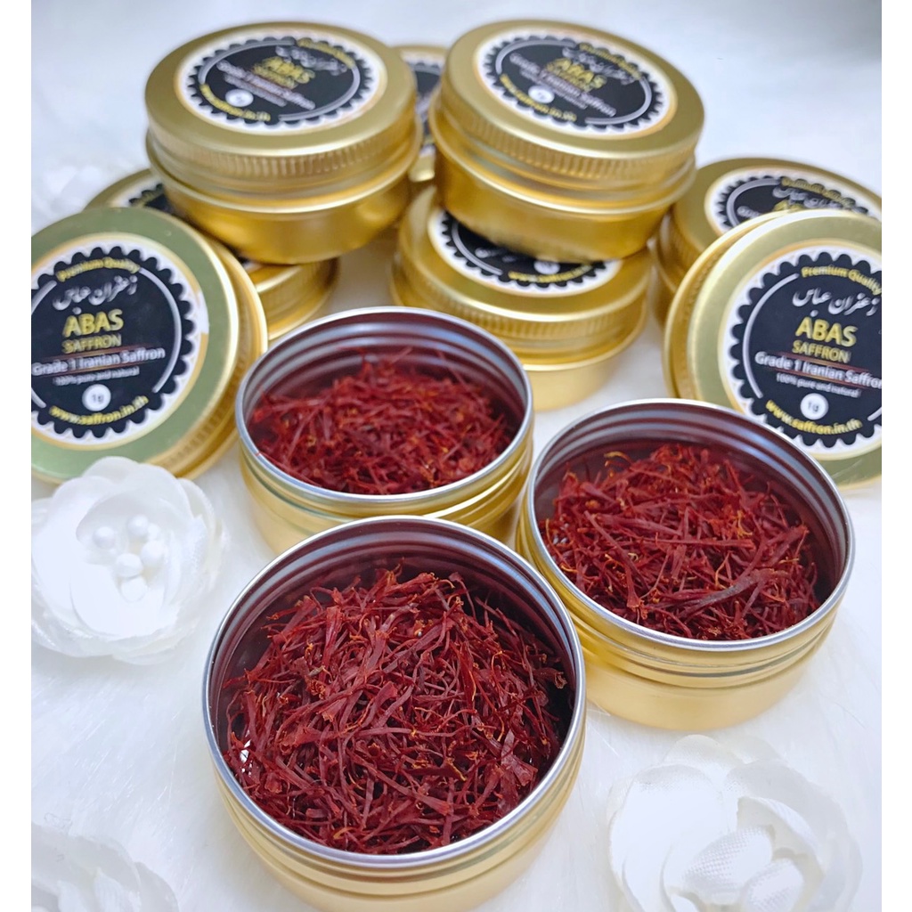 1 กรัม (1 gram) อบาส หญ้าฝรั่น  แซฟฟรอน ของแท้ จากอิหร่าน ABAS SAFFRON Iranian (Super Negin) 100% ชา Wholesale ราคาส่