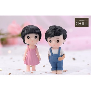 [MC228] ตุ๊กตุ่นจิ๋ว คู่รัก เด็กชายใส่เอี๊ยม เด็กหญิงผมสั้น 👦🏻👧🏻 (1 คู่ ราคา 40 บาท)