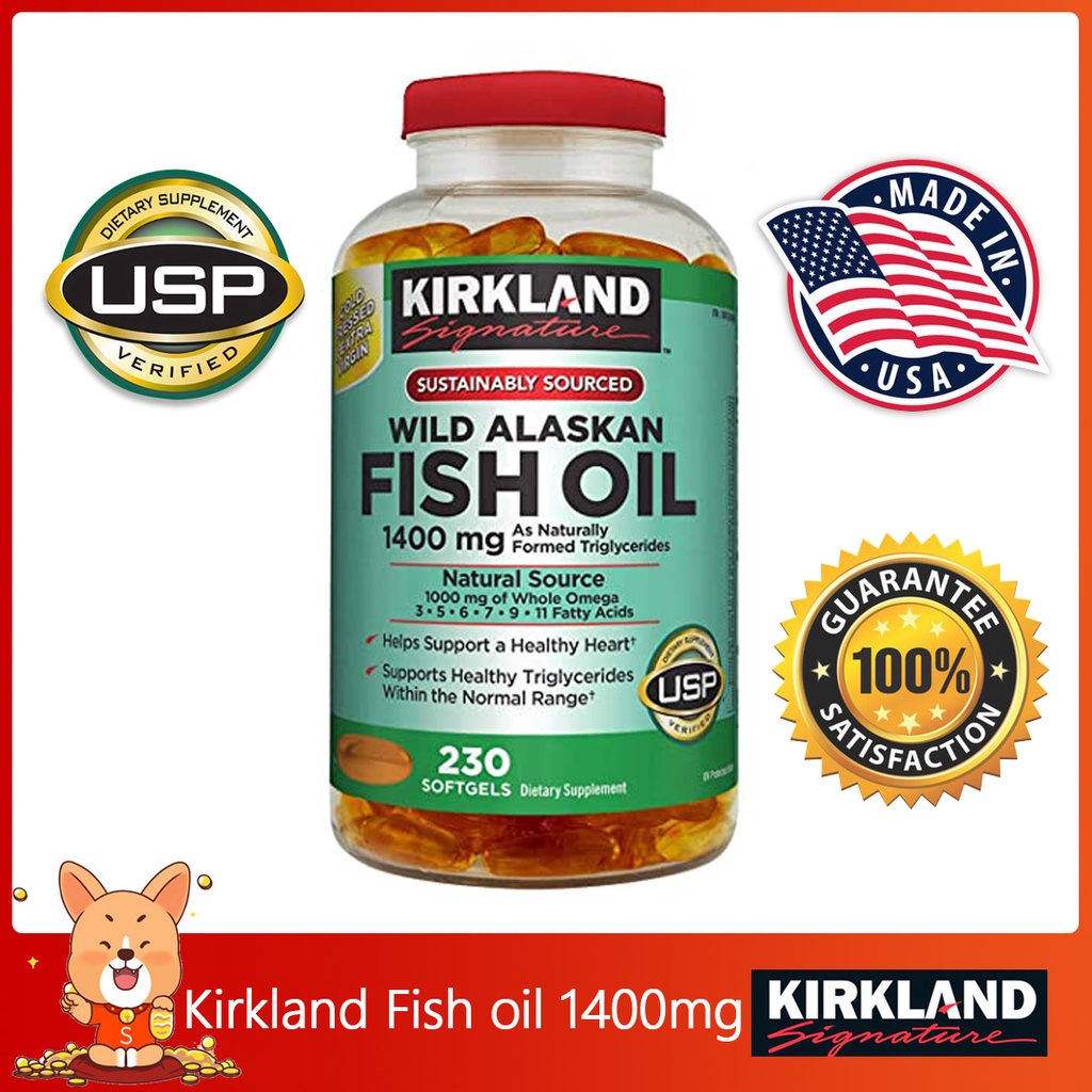 (Exp.08/2025)Kirkland Wild Alaskan Fish Oil 1400 mg 230 Softgels Omega-3 Fish Oil