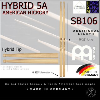 ไม้กลอง MEINL ขนาด 5A รุ่น American Hickory with Hybrid Shape Wood Tip (MADE IN GERMANY)  รหัส SB106