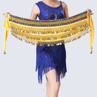 Belly dance Indian dance practice show waist chain Diamond coin waist chain Double row diamond dance show waist towel