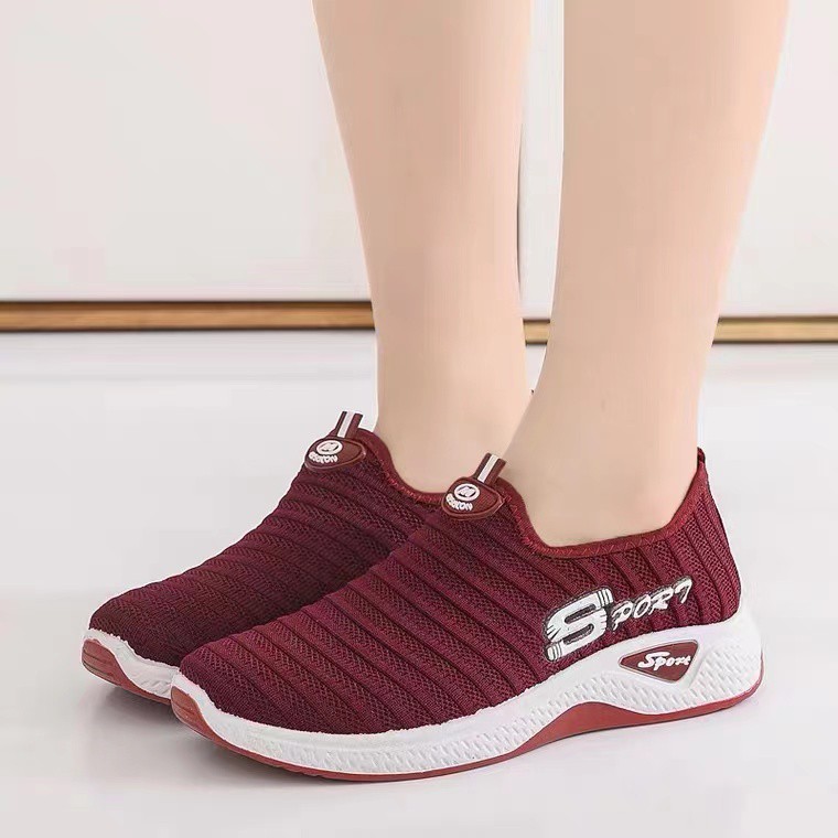 Fshoes 🍄รองเท้าผ้าใบผู้หญิงแบบสวมผ้าใบระบายดีไม่อับไม่คันนะจ๊ะ