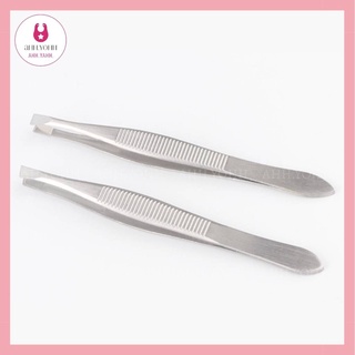 AHH.YOHH แหนบถอนขนคิ้ว แหนบรุ่นประหยัด tweezers แบบหัวแบนและหัวเฉียง ที่ถอนขนคิ้ว แหนบแต่งคิ้ว อุปกรณ์ถอนขน ทำจากสแตนเลส