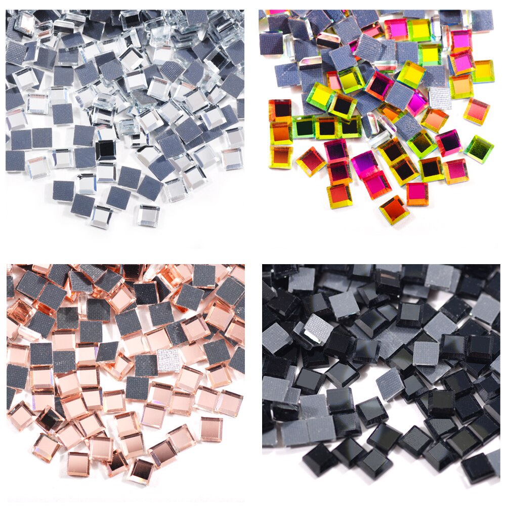 200pcs กระจกที่มีสีสันสแควร์ 5x5 มม.Super Bright แก้วคริสตัล Hot fix Rhinestones Strass Hotfix เหล็กใช้บนผ้าเสื้อผ้า DIY