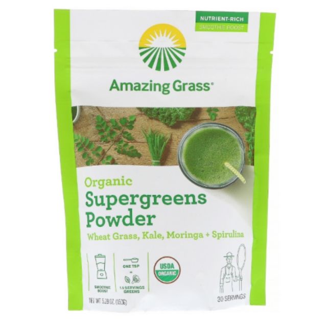 Organic Supergreens Powder 150g Wheat Grass, Kale, Moringa, Spirulina