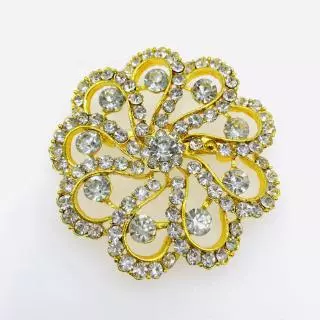 Vintage Jewelry เข็มกลัด 6cm ลายดอกไม้ แฟชั่น คลาสสิก เข็มกลัดเพชร ดอกไม้ สิทอง 1pcs