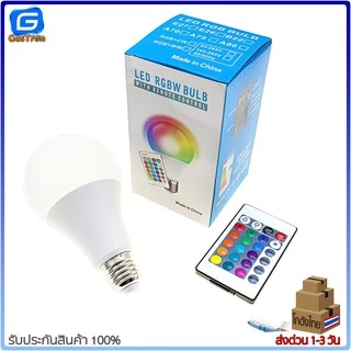 หลอดไฟเปลี่ยนสี LED RGBW หลอดไฟปาร์ตี้ เปลี่ยนได้16สี ประหยัดไฟ 1000ชั่วโมง ใช้ไฟ 10 หน่วย E27