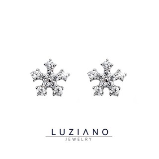 ต่างหูเงินแท้ รุ่น SHINY SNOW FLAKES ❄️ Luziano Jewelry เงินแท้ เครื่องประดับ ต่างหู พร้อมส่ง