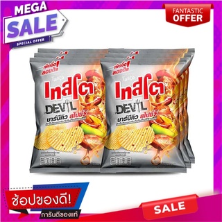 เทสโต เดวิล มันฝรั่งแผ่นหยัก รสบาร์บีคิวแมกซ์สไปซี 52 กรัม X 6 ซอง Tasto Devil Potato Rock Chips Max Spicy 52 g x 6 Bags