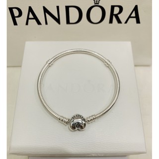 Pandora moment silver bracelet with heart clasp size17 แท้100%