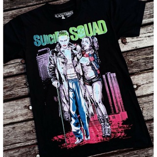 เสื้อยืดโอเวอร์ไซส์เสื้อยืดผ้าฝ้าย BT80 Suicide Squad Joker &amp; Harley Quinn สีดํา คุณภาพสูง สําหรับคู่รักS-4XL