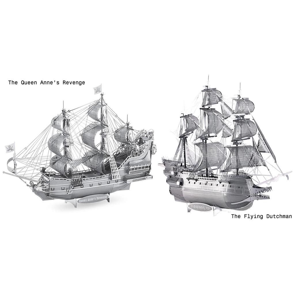 โมเดลประกอบโลหะ 3 มิติของ Queen Annes Revenge และ The Flying Dutchman