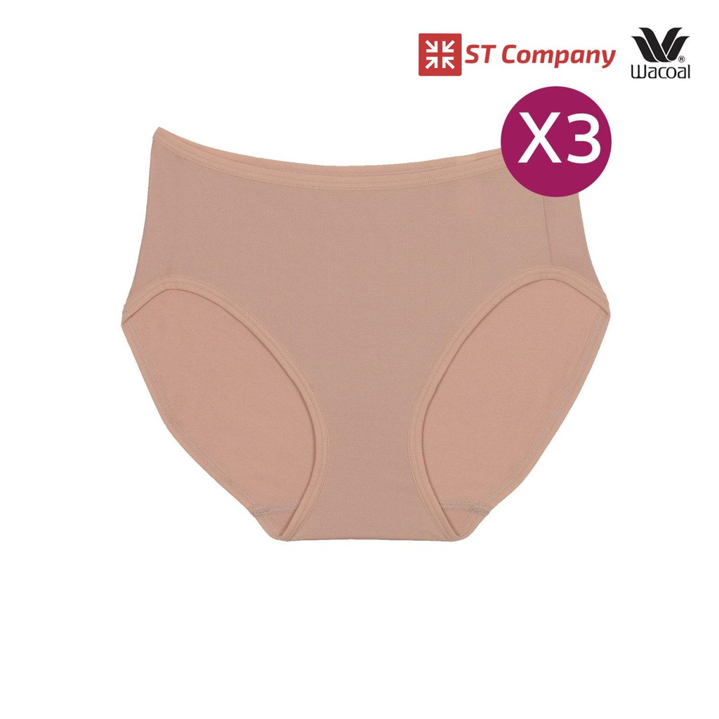 Wacoal Half Panty กางเกงใน แบบครึ่งตัว 3 ตัว สีโอวัลติน (OT) รุ่น WU3287 ทรงบิกินี่ ขอบเรียบ Bikini 