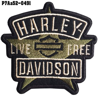 อาร์มติดเสื้อ HARLEY DAVIDSON อาร์มHARLEY อาร์มฮาเล่ย์  ลายดาวสีเขียว สินค้าผลิตในประเทศไทย พร้อมจัดส่ง