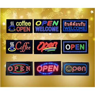 ป้ายไฟLED Coffee OPEN ป้ายไฟสำเร็จรูป ขนาด48*25 ซม. อักษร ตกแต่งหน้าร้านกาแฟ LED SIGN ข้อความ