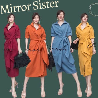 Code : 10512.1 เดรสสีส้ม เดรสคอปก งานป้าย mirrorsister