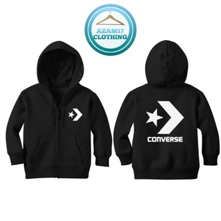 Converse ALL STAR เสื้อแจ็กเก็ต มีฮู้ด มีซิป ลาย AZAM17 สําหรับเด็ก