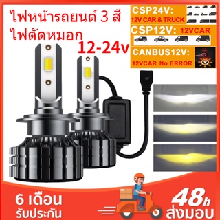 🚀จัดส่งจากกทม🚀F17 12000LM 60W LED ไฟหน้าหลอดไฟ ไฟตัดหมอก รุ่น 3000K/4300K/6000K H7 H11 HB3 HB4 หลอดไฟ 12V 24V แท้100%