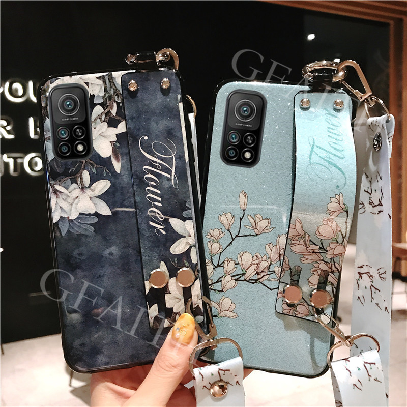 YUXING Cover Transparente Glitter per Xiaomi Mi 10T 5G / Mi 10T Pro 5G, Ragazze Donna Flora Motivo Custodia Bling Sottile, Antiurto Scintillante TPU Case (Purple