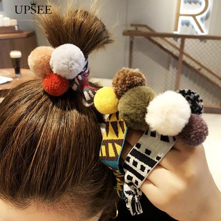 🌸 UPSEE  Pompom Knotted Hair Ring Rope Ponytail Holder Headwear