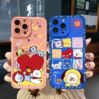 เคสโทรศัพท์มือถือ ขอบสี่เหลี่ยม ลายการ์ตูน BTS BT21 น่ารัก สําหรับ OPPO Reno7 4G Reno6 Reno8 Z 5G Reno5 F 7 Lite A17 A17K A77S A57S