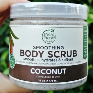 สครับผิวกาย Pure Smoothing Body Scrub, Coconut 473mL (Petal Fresh®) ขัดผิว &amp; ทำให้ผิวชุ่มชื้น ผลัดเซลล์ผิวอย่างอ่อนโยน