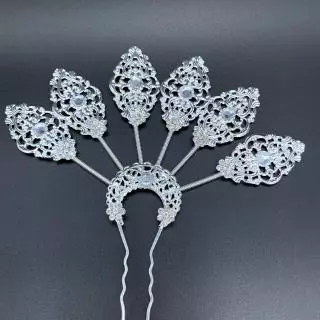 Vintage jewelry เครื่องประดับผม ชุดไทย ปิ่นปักผมออเจ้า สีเงิน หลายสไตล์ ปิ่นปักผมใบไม้