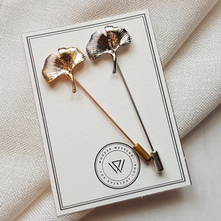 Ginkgo Leaf Lapel Pin / พินรูปใบไม้ (เข็มกลัด,ติดเสื้อ,ติดสูท)