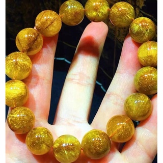 หินไหมทอง(Rutile Quartz)แท้ไซส์12.5 มิล คัดเกรดพิเศษ สินค้าจริงตามภาพ