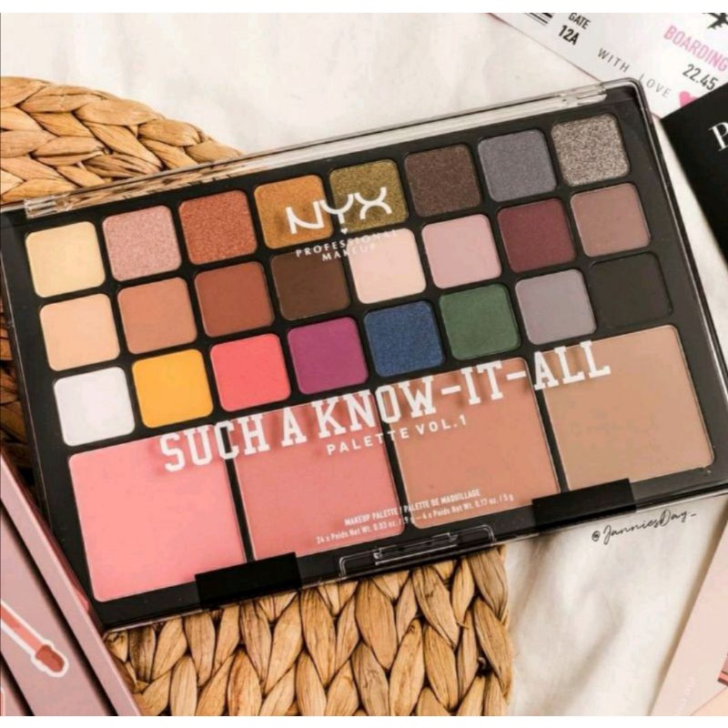 NYX SUCH A KNOW IT ALL พาเลทอายแชร์โดว์ 24 สี บลัชออน คอนทัวร์ แท้100% **(แถมแปรงแต่งหน้า 1 ชิ้น)​