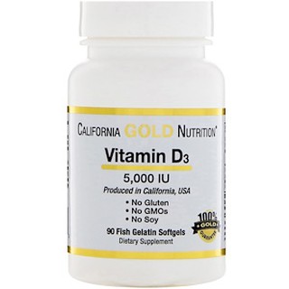 California Gold Nutrition, Vitamin D3, 125 mcg (5,000 IU), 90 Fish Gelatin Softgels