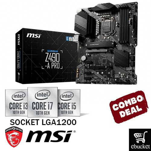 MSI Z490-A PRO INTEL Z490 LGA1200 MOTHERBOARD + INTEL 10TH GEN CPU COMBO