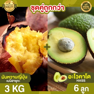 มันหวานญี่ปุ่น 3kg + อะโวคาโด 6 ลูก Avocado Hass อะโวคาโด้ อโวคาโด อะโวคาโดสด มันหวาน มันหวานเบนิฮารุกะ