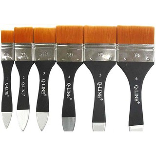 แปรง Q-Line แปรงทาสี ด้ามดำ ขนทอง เหมาะกับสีน้ำ สีอะครีลิค มีทุกเบอร์