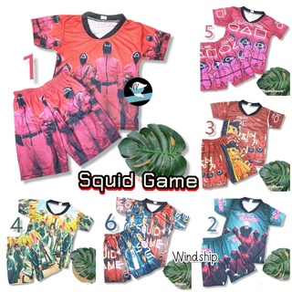 ชุดเด็ก Squid Game ชุดผู้เล่นควิดเกมส์ ผ้ามันแขนสั้น+ขาสั้น (S,M) ชุดสควิดเกม ชุดโกโกวา