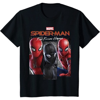 เสื้อยืด ผ้าฝ้ายแท้ ระบายอากาศได้ดี พิมพ์ลายโลโก้ Marvel Spider-Man Far From Home คุณภาพสูง