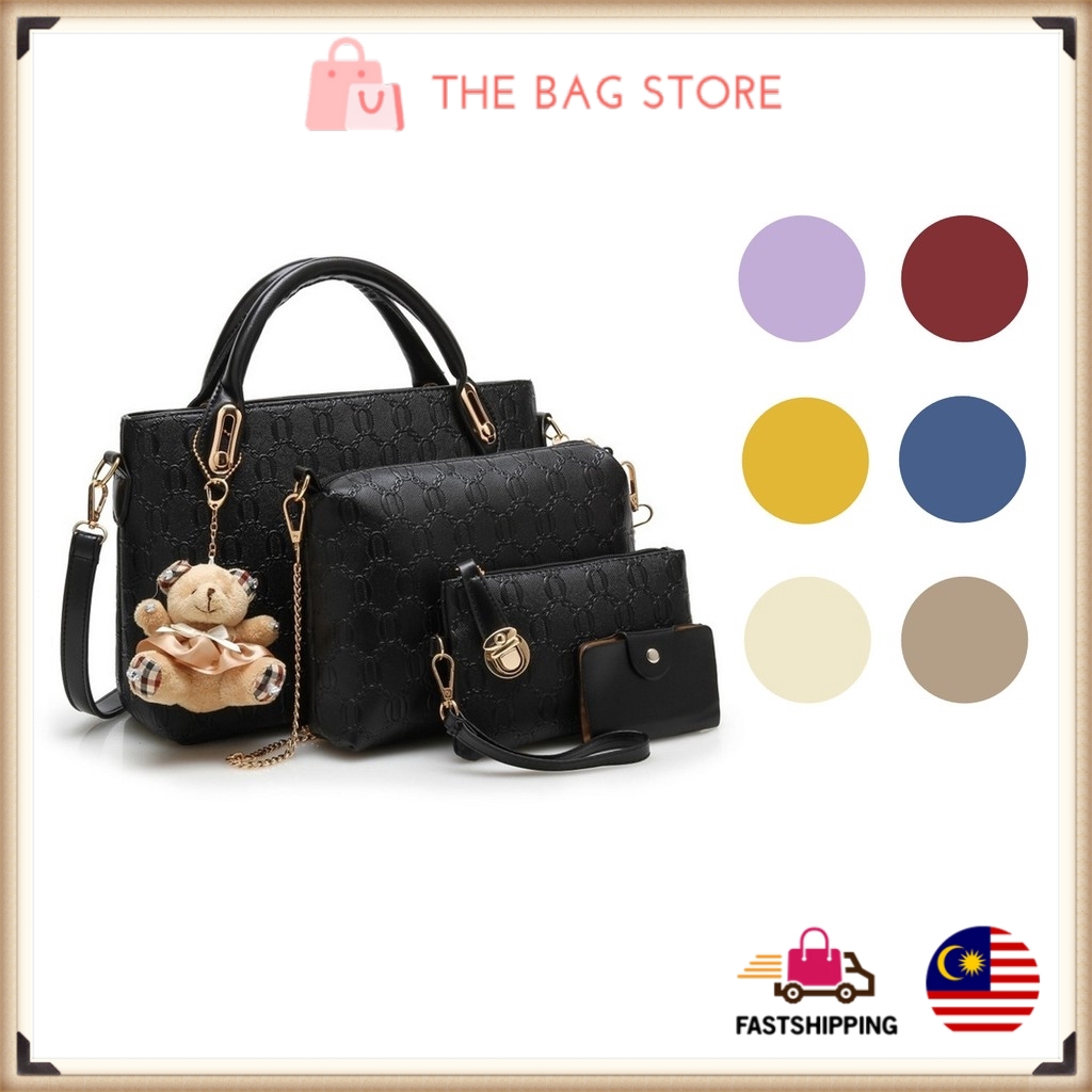 Le Voue B04 Set 5 in 1 Women Bag Handbag Slingbag Pouch Bag FREE Bear Key Chain