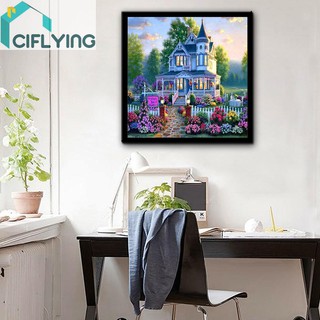 ciflying ชุดอุปกรณ์ สำหรับทำครอสติสคริสตัล รูปภาพดอกไม้วิลล่า DIY