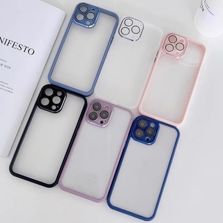 ส่งจากไทย เคสโทรศัพท์ไอโฟน เคสอะคริลิคใส ขอบสีพร้อมเลนส์กันกล้อง 7plus 8plus i11 i12 12promax i13 13pro 13promax