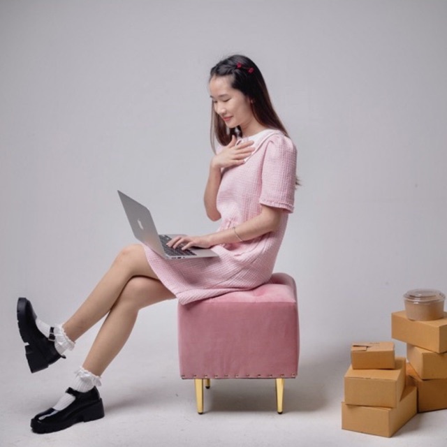 เก้าอี้สตูลตัวสั้น/ขาเหล็กทอง/ผ้ากำมะหยี่เบาะนุ่มมาก/รุ่นซาร่า - รูปที่ 7