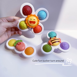 [CHOO] 3pcs Spinner Toys with Suction Cup Spinner Toy Ability Cultivation Wall Mount Baby Bath Toys Colorful Sensory