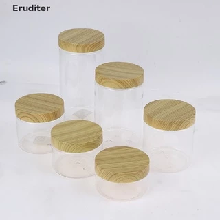 (Eruditer) ขวดโหลพลาสติกเปล่า พร้อมฝาปิดไม้เทียม