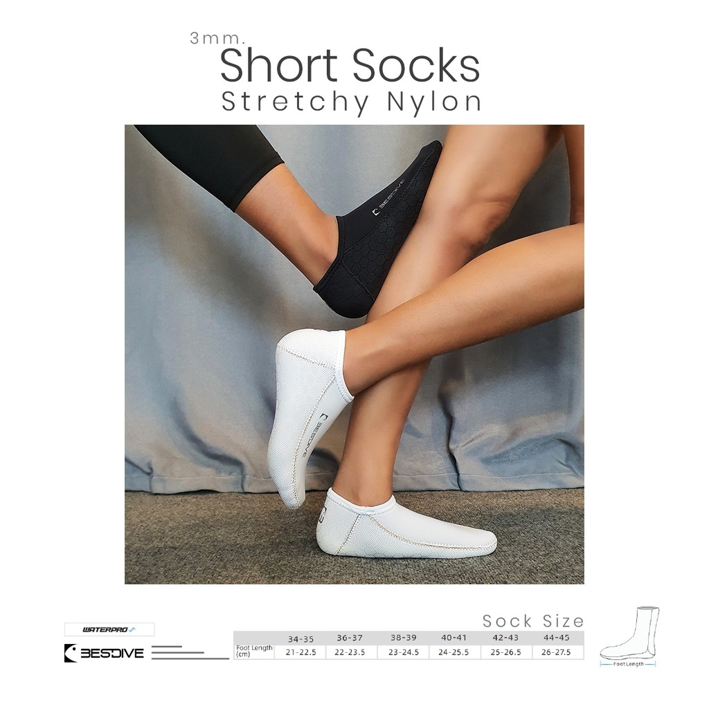 ถุงเท้าดำน้ำข้อสั้น – 3mm Short Socks แบรนด์ BESTDIVE