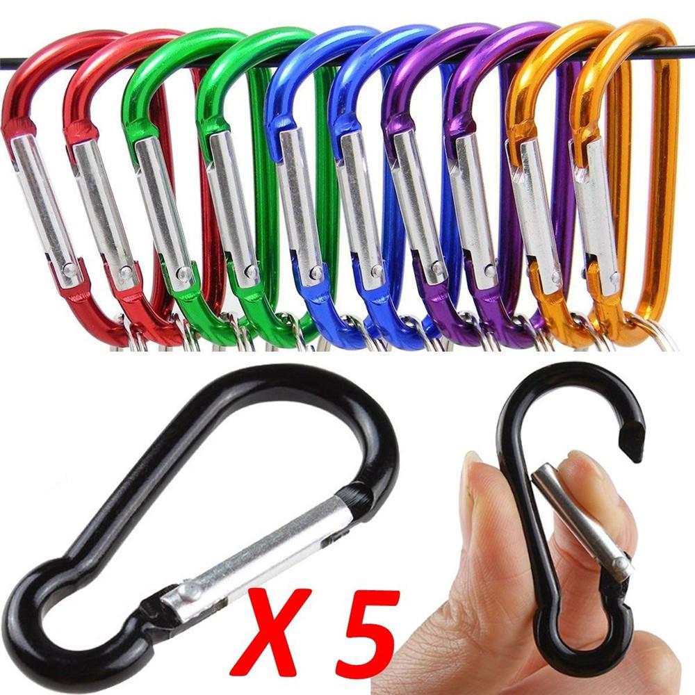 พวงกุญแจแฟชั่นอลูมิเนียม carabiner d - ring 5 ชิ้น