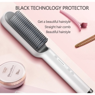 🔥พร้อมส่ง🔥รุ่นใหม่ Fast Hair Straightener หวีรีดตรงไฟฟ้า แปรงหวีไฟฟ้าผมตรง หวียืดผมไอออน ถนอมเส้นผม เครื่องหนีบผม