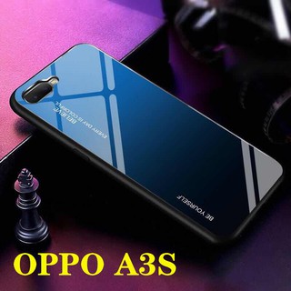 [ส่งจากไทย] Case OPPO A3s เคสกระจกสองสี เคสกันกระแทก ขอบนิ่ม เคสกระจกไล่สี สินค้าใหม่