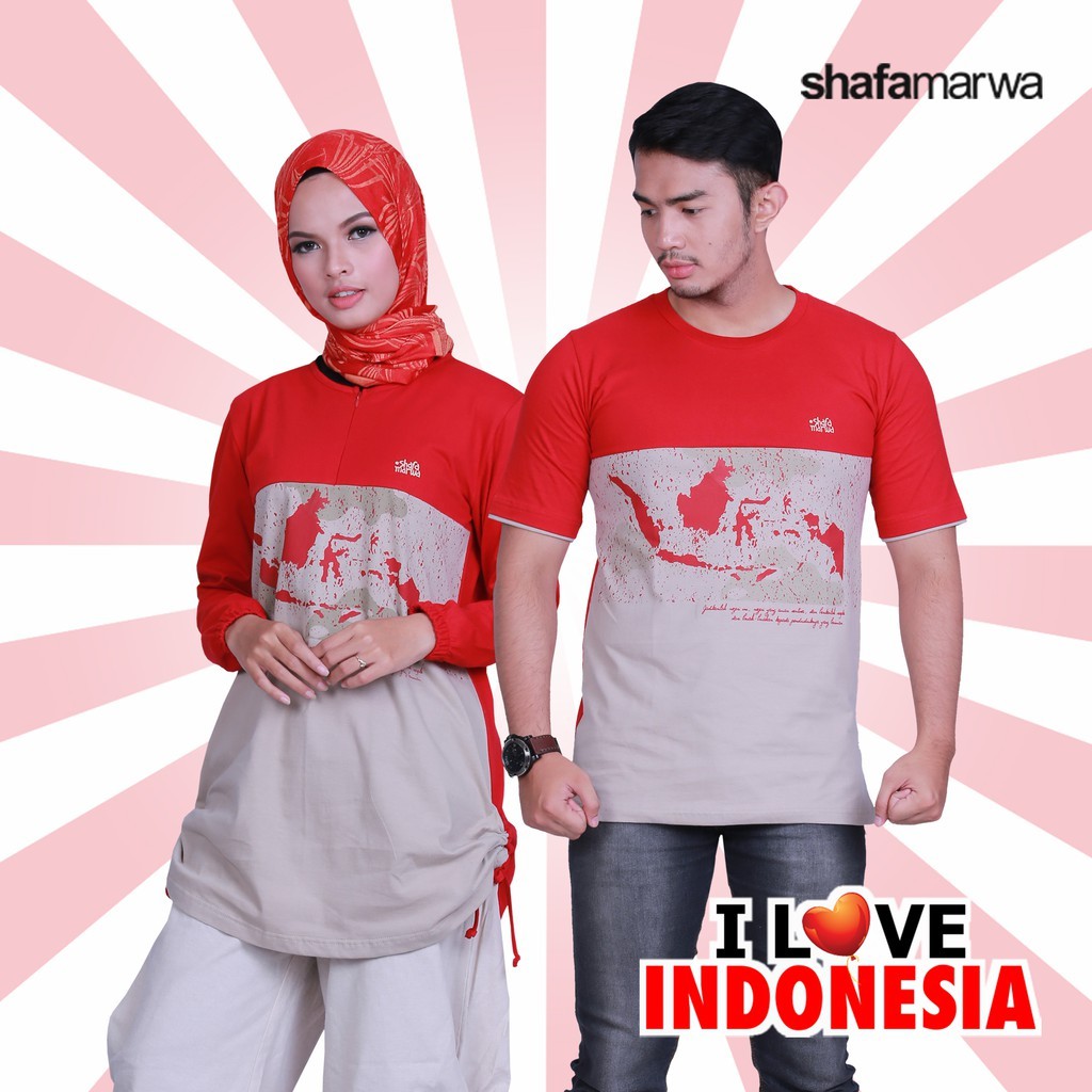 เสื้อยืดคู่รัก MERAH สําหรับผู้ชายและผู้หญิง | เสื้อยืดสิงหาคม | เสื้อผ้าคู่รัก August 17th Edition 